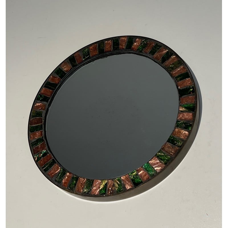 Runder Vintage-Spiegel aus Keramik, 1950