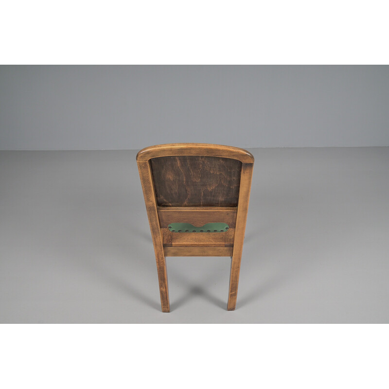Vintage Neo-Renaissance houten en lederen bijzetstoel, 1890