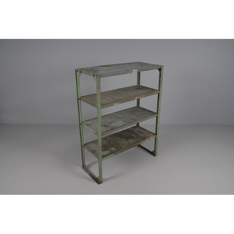 Industrial art deco vintage metal shelf, 1950s