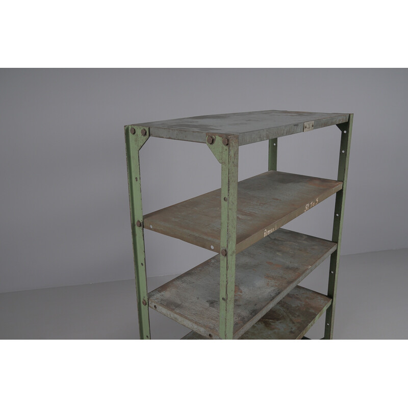 Industrial art deco vintage metal shelf, 1950s