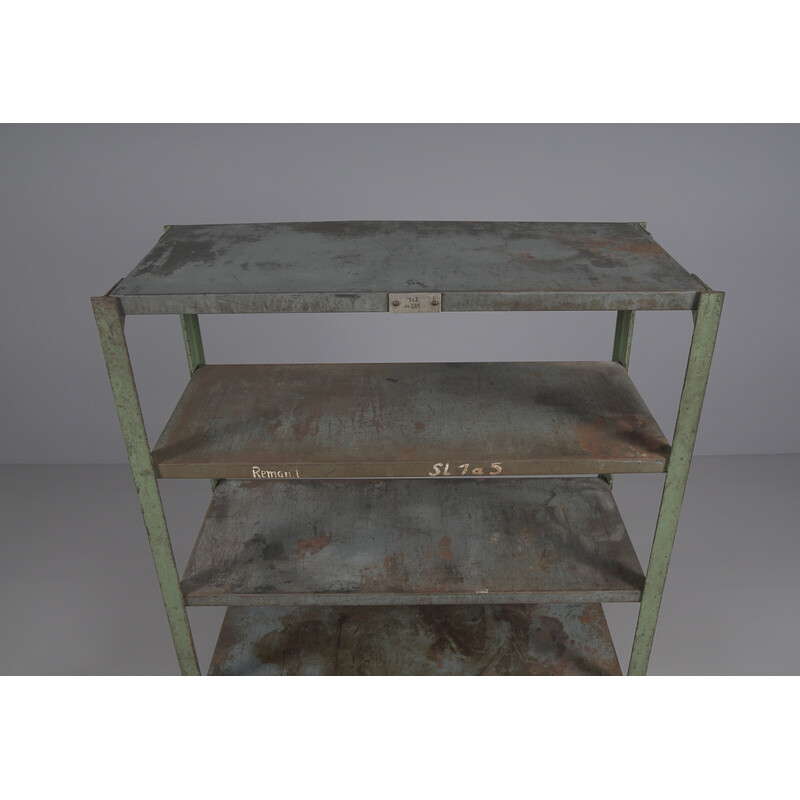 Industrial art deco vintage metal shelf, 1950s