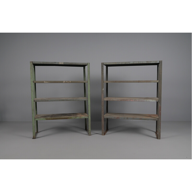 Industrial art deco vintage metal shelf, 1950s