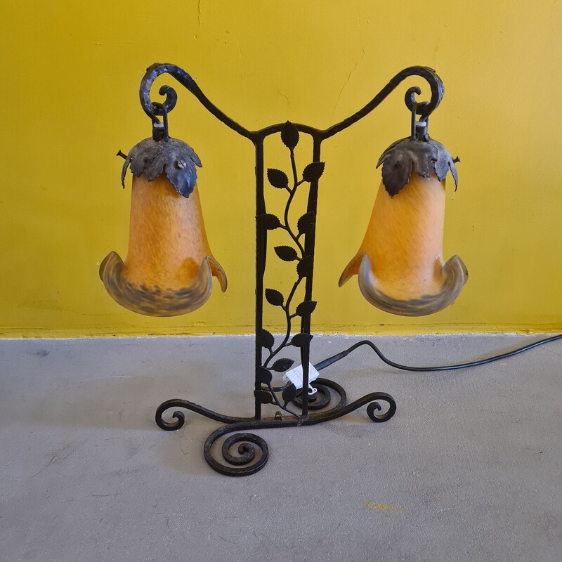 French vintage glass table lamp