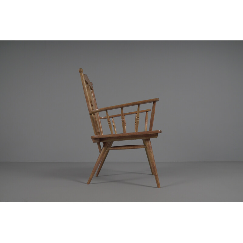 Vintage hand carved wooden armchair, 1950s