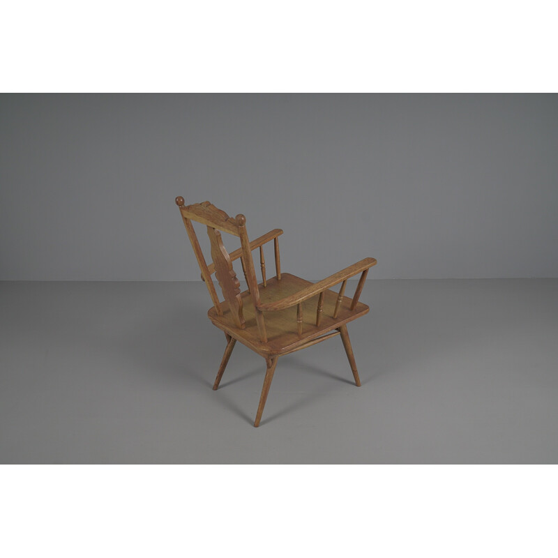 Vintage hand carved wooden armchair, 1950s