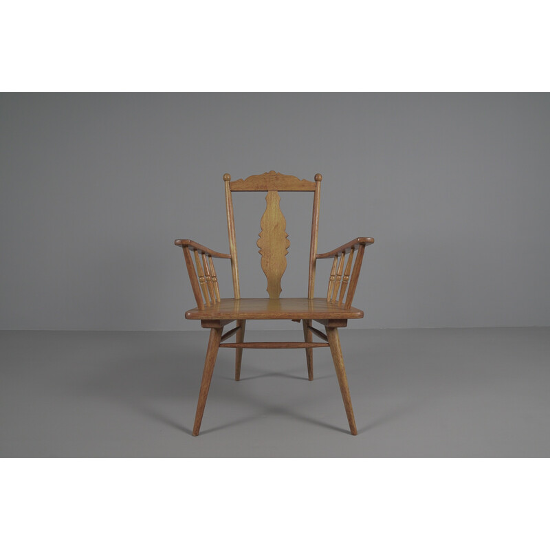 Vintage hand carved wooden armchair, 1950s