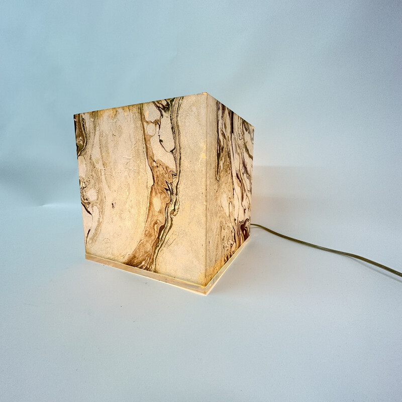 Mid-century lucite cube table lamp , 1970s