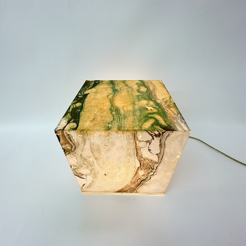 Mid-century lucite cube table lamp , 1970s