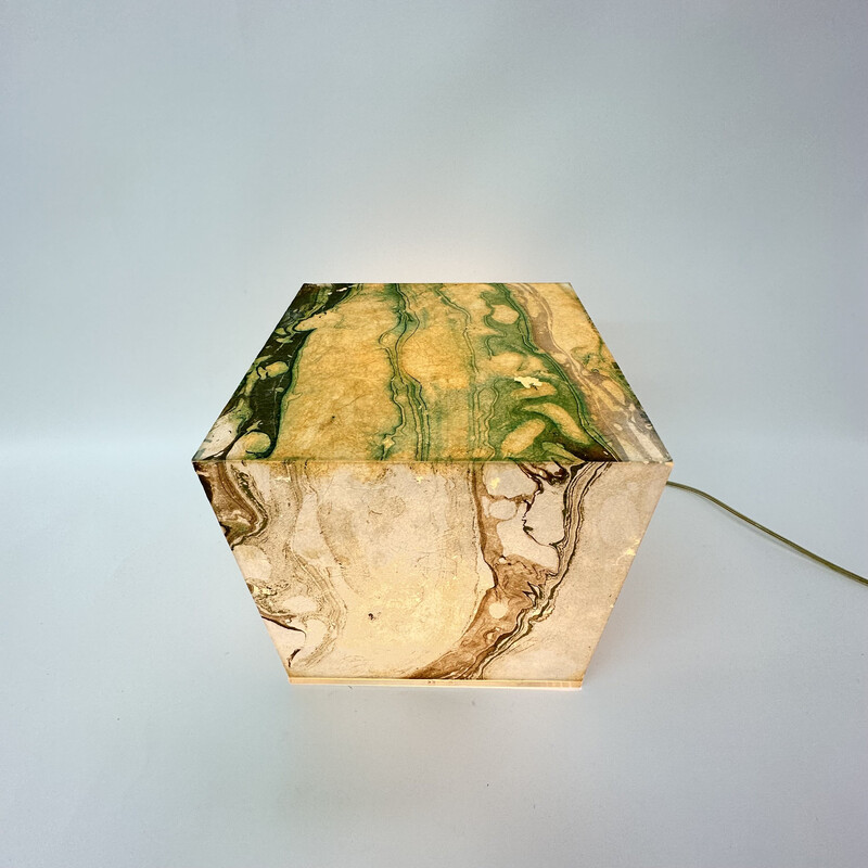 Mid-eeuwse luciet kubus tafellamp , jaren 1970