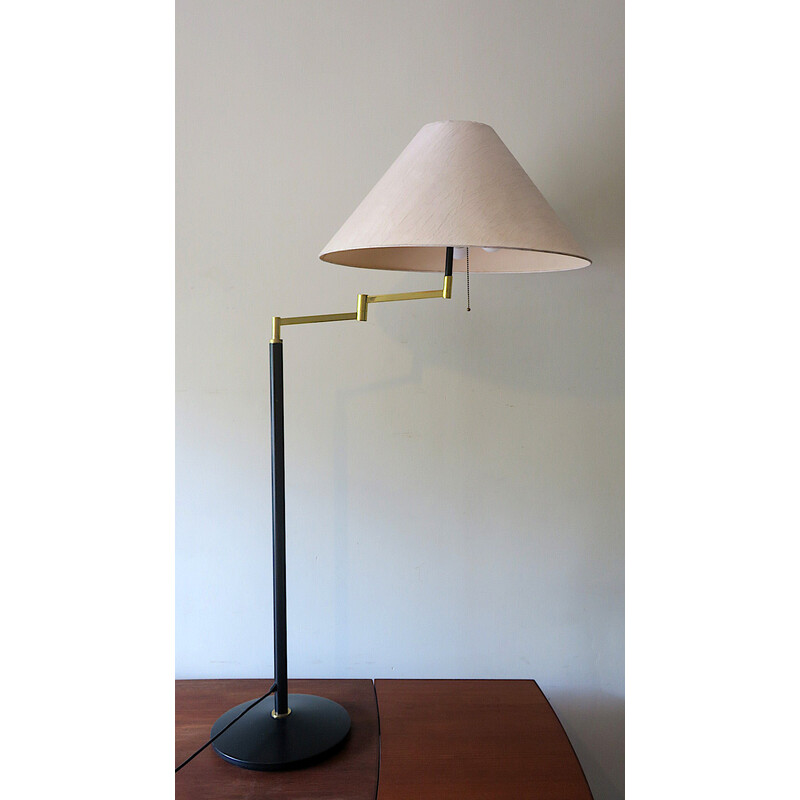 Vintage multi-adjustable swing arm floor lamp, USA 1970