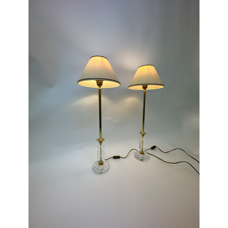 Coppia di lampade da tavolo vintage in lucite, anni '70