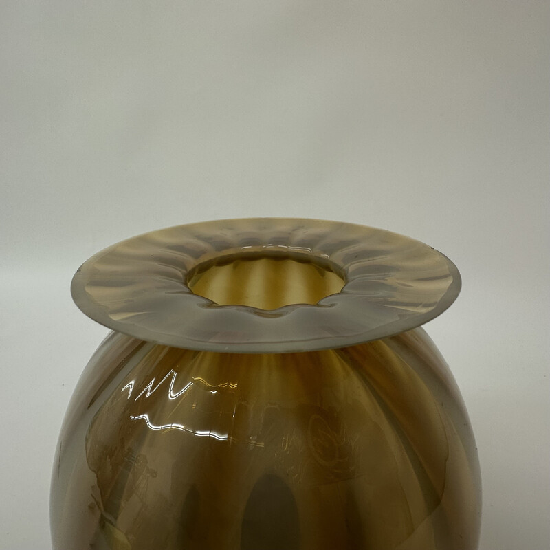 Gestreifte Vase aus mundgeblasenem Glas, 1950er Jahre