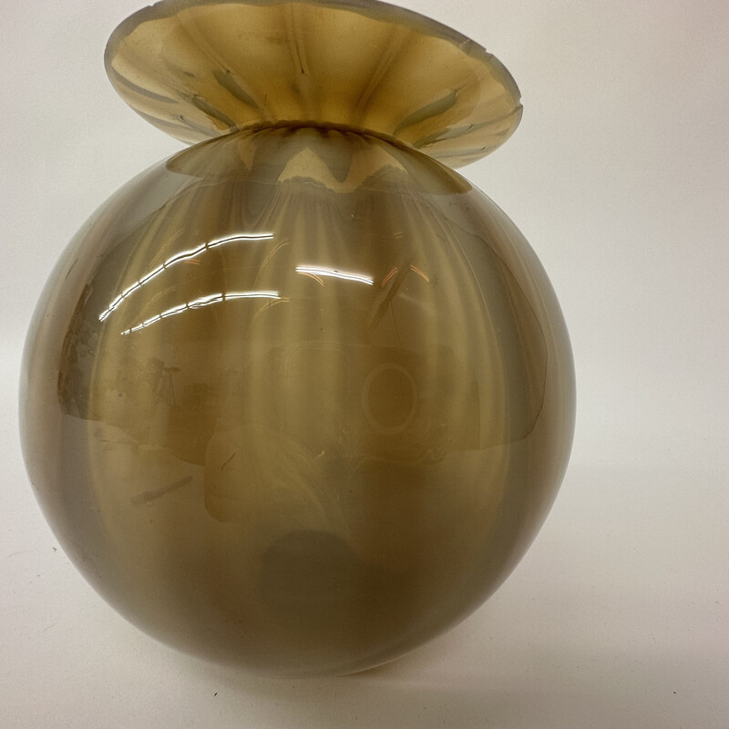 Vintage glass hand blown striped vase, 1950s