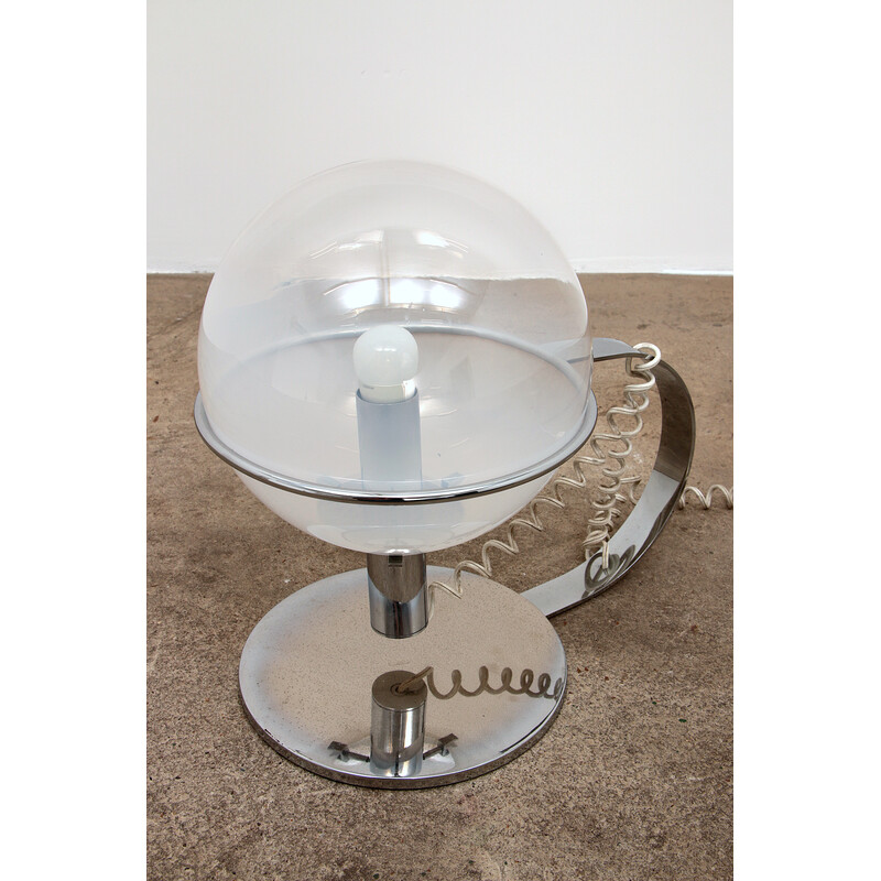 Lampe de table vintage italienne en chrome et verre, 1960