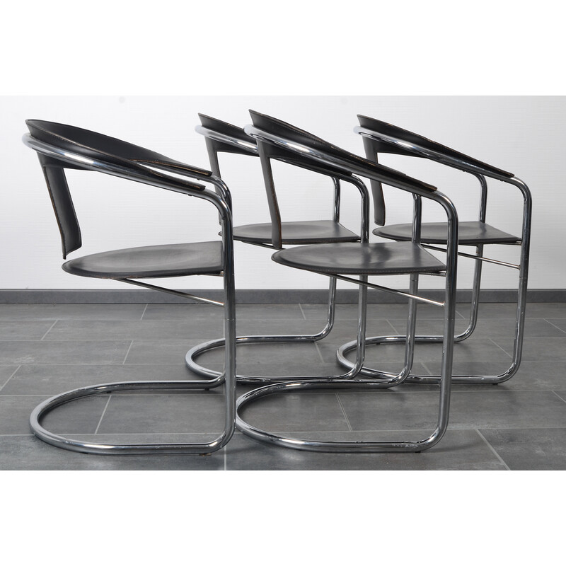 Suite de 4 chaises cantilever vintage par Lo Studio pour A. Rizzatto