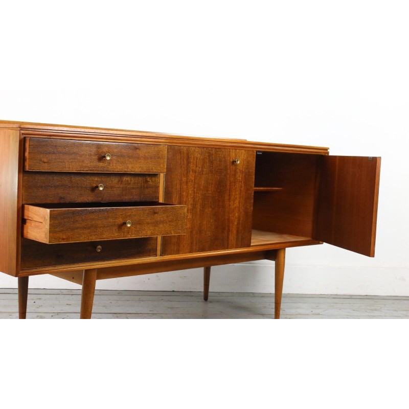 Mid century compact dressoir met generfd Indisch Laurier front van Robert Heritage