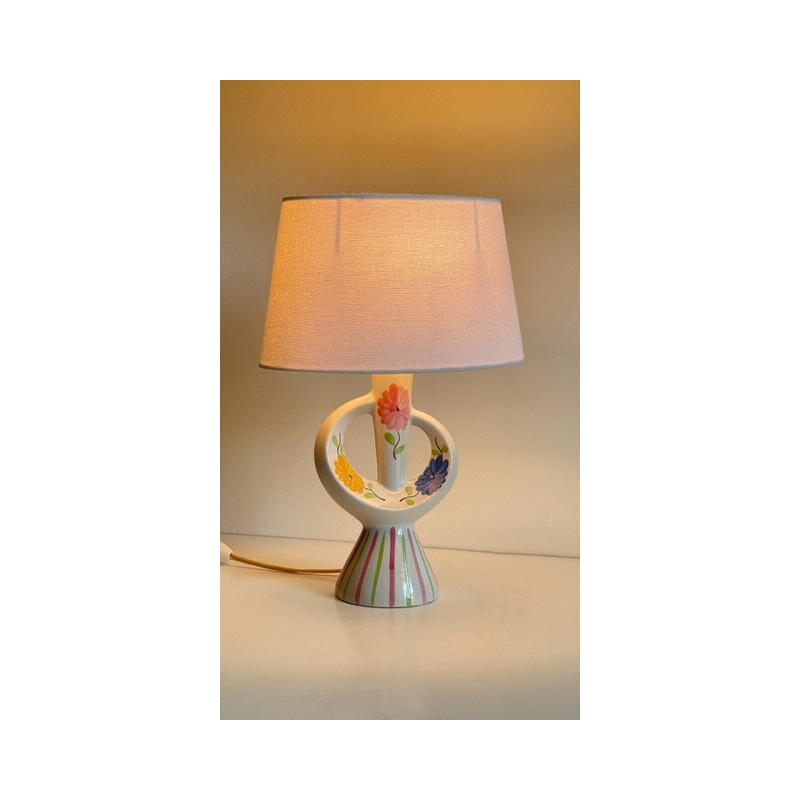 Vintage lamp van geglazuurd keramiek