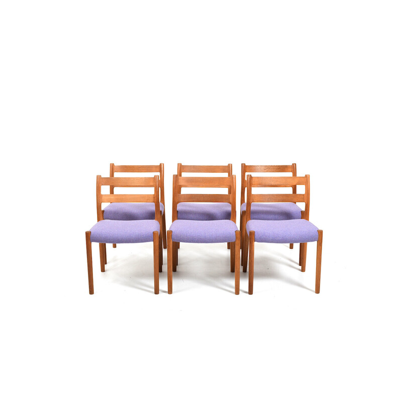Set van 6 vintage stoelen mod.84 van Niels O. Møller