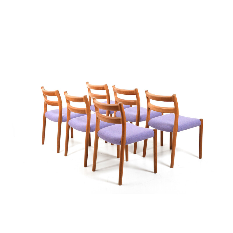 Set van 6 vintage stoelen mod.84 van Niels O. Møller