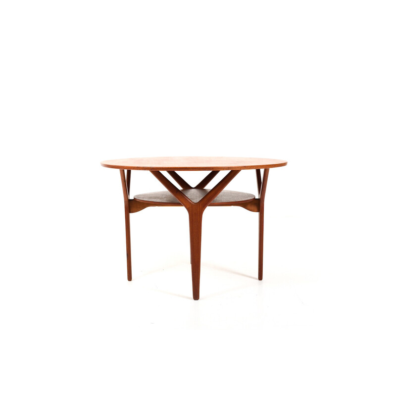 Vintage round teak coffee table by Arne Vodder, 1960s