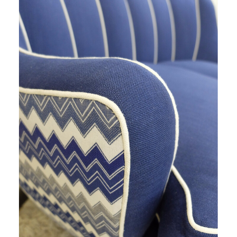 Italian blue and white sofa - 1960s
