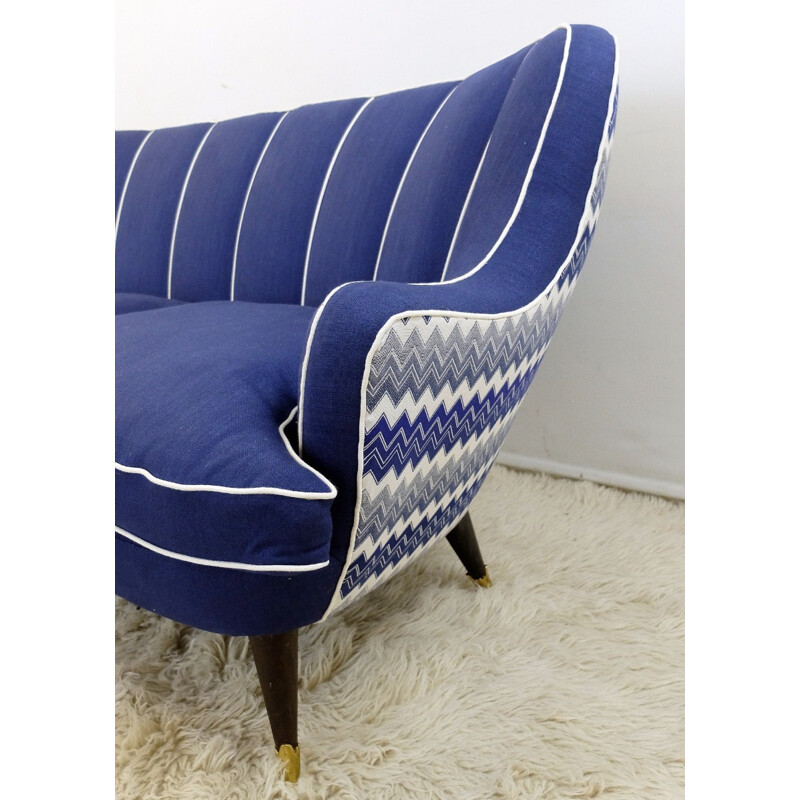 Italian blue and white sofa - 1960s