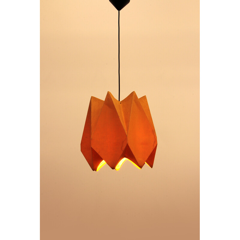 Vintage orange fabric pendant lamp, 1960s