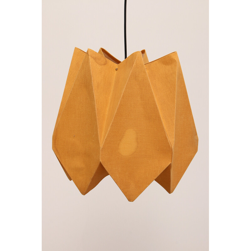 Lámpara colgante vintage de tela naranja, años 60
