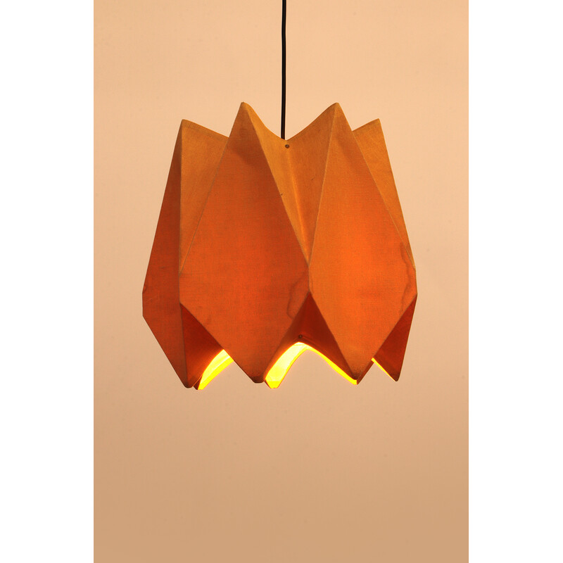 Vintage oranje stoffen hanglamp, jaren 1960