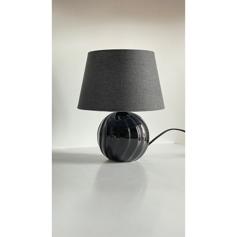 Vintage black ceramic Boule lamp, 1980-1990