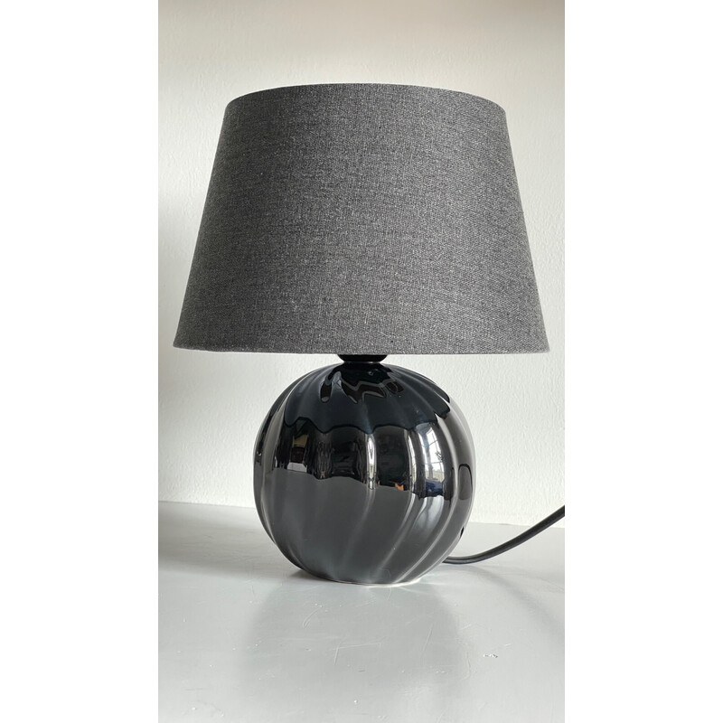 Vintage black ceramic Boule lamp, 1980-1990