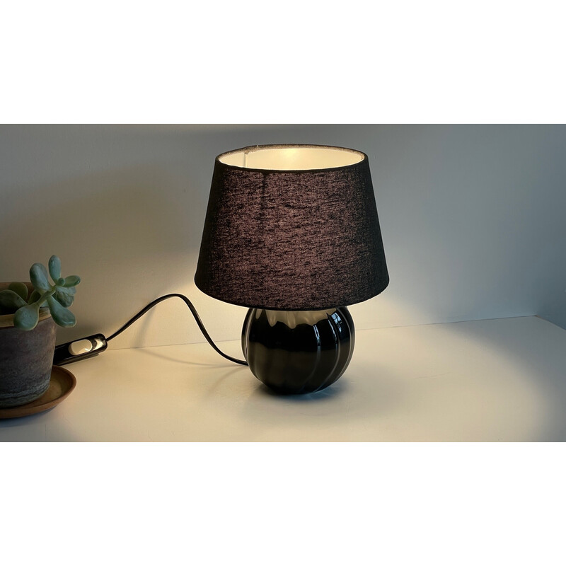 Vintage black ceramic Boule lamp, 1980-1990