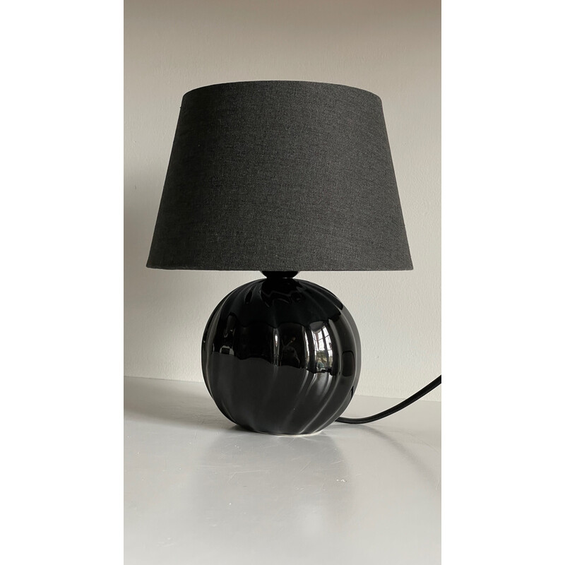 Lampe Boule vintage en céramique noire, 1980-1990