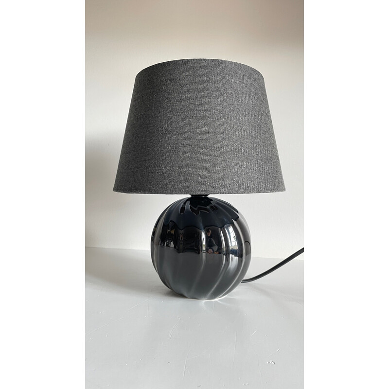 Vintage black ceramic Boule lamp, 1980-1990