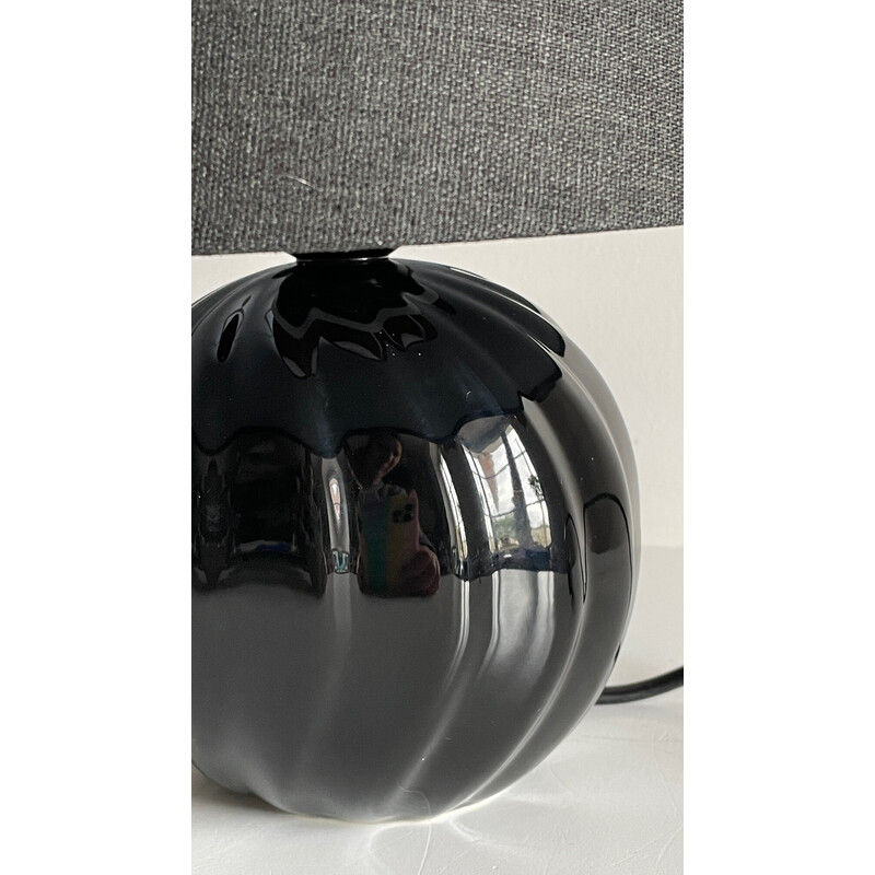 Lampe Boule vintage en céramique noire, 1980-1990