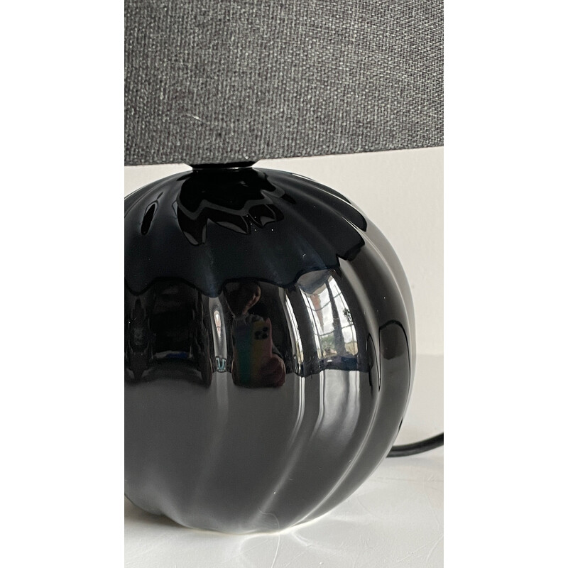Vintage black ceramic Boule lamp, 1980-1990
