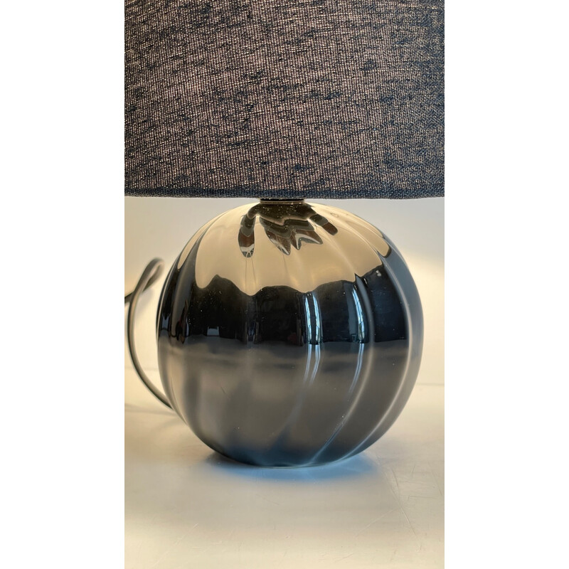 Vintage black ceramic Boule lamp, 1980-1990