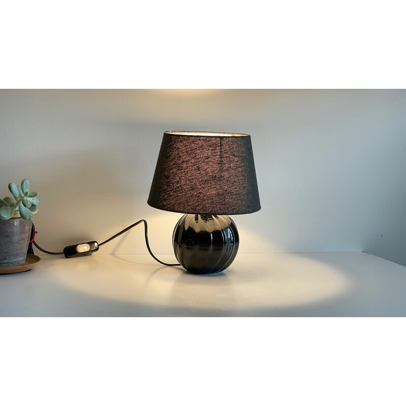 Vintage Boule-Lampe aus schwarzer Keramik, 1980-1990