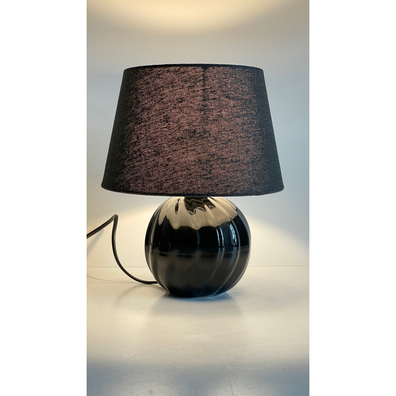 Vintage black ceramic Boule lamp, 1980-1990