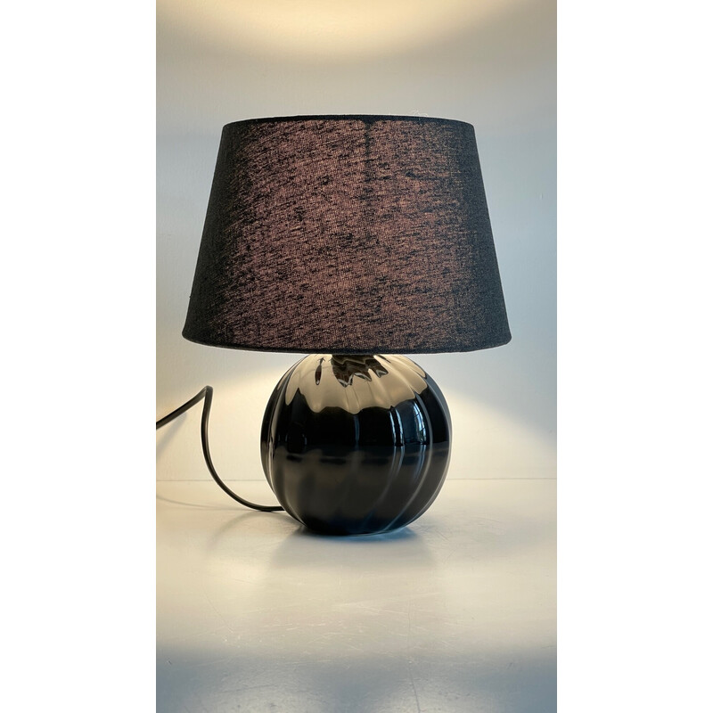 Vintage zwart keramische Boule lamp, 1980-1990