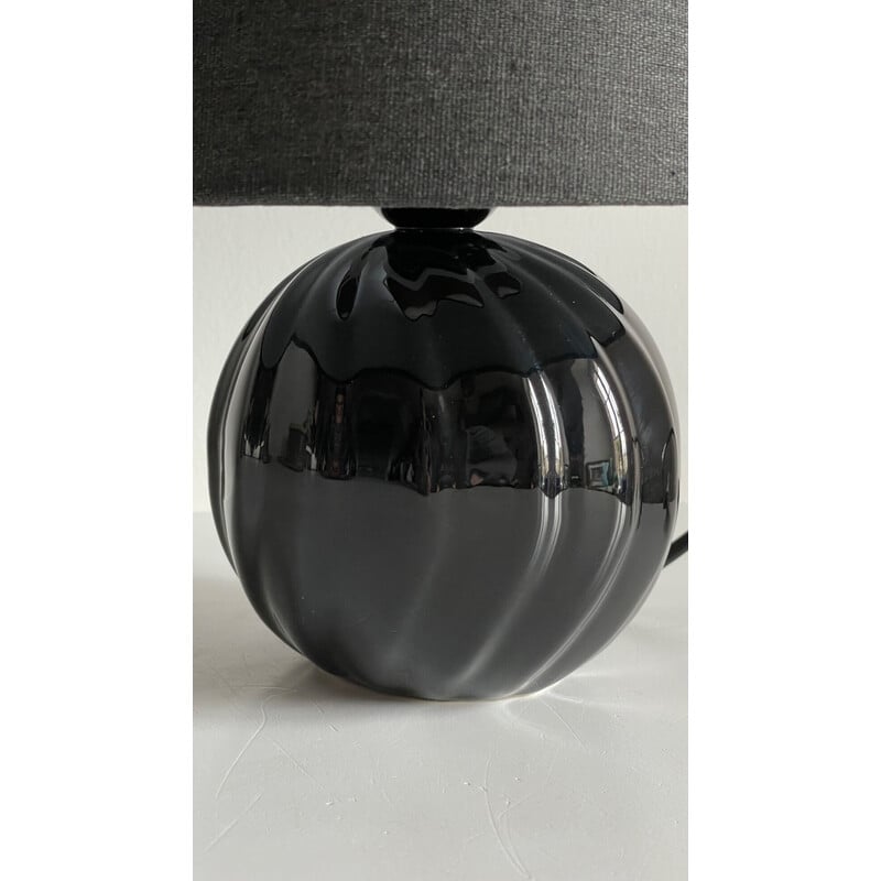 Lampe Boule vintage en céramique noire, 1980-1990