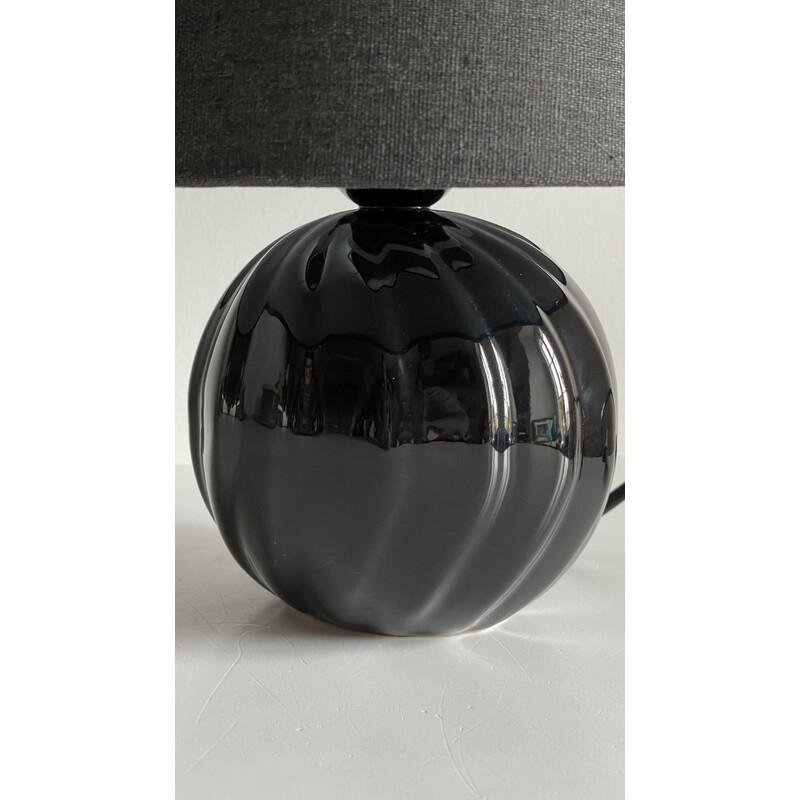 Vintage Boule-Lampe aus schwarzer Keramik, 1980-1990
