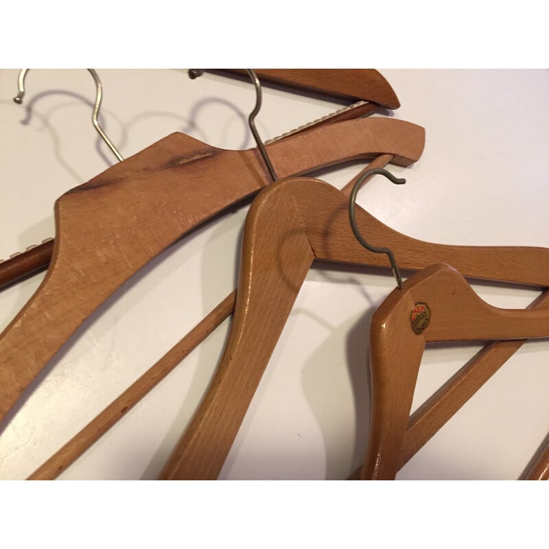 Set of 4 vintage wooden hangers by Unic, France