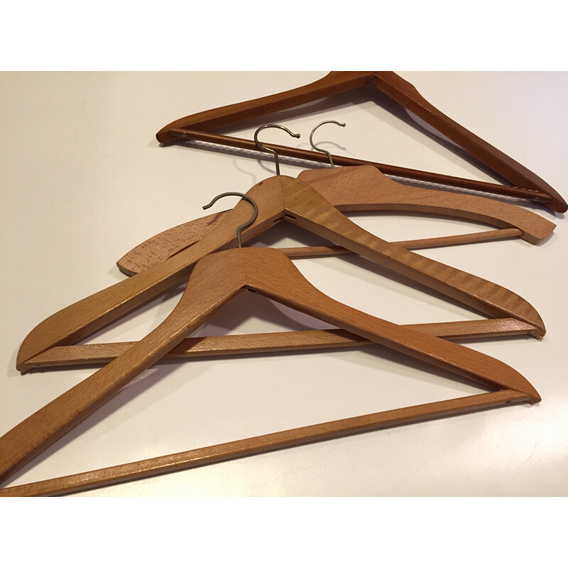 Set of 4 vintage wooden hangers by Unic, France