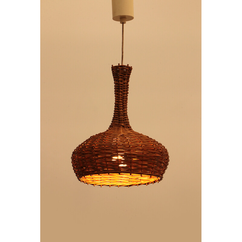 Boheemse vintage rotan hanglamp, jaren 1960