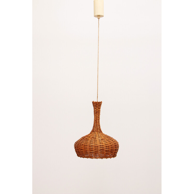 Lámpara colgante bohemia vintage de ratán, años 60