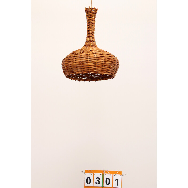 Boheemse vintage rotan hanglamp, jaren 1960