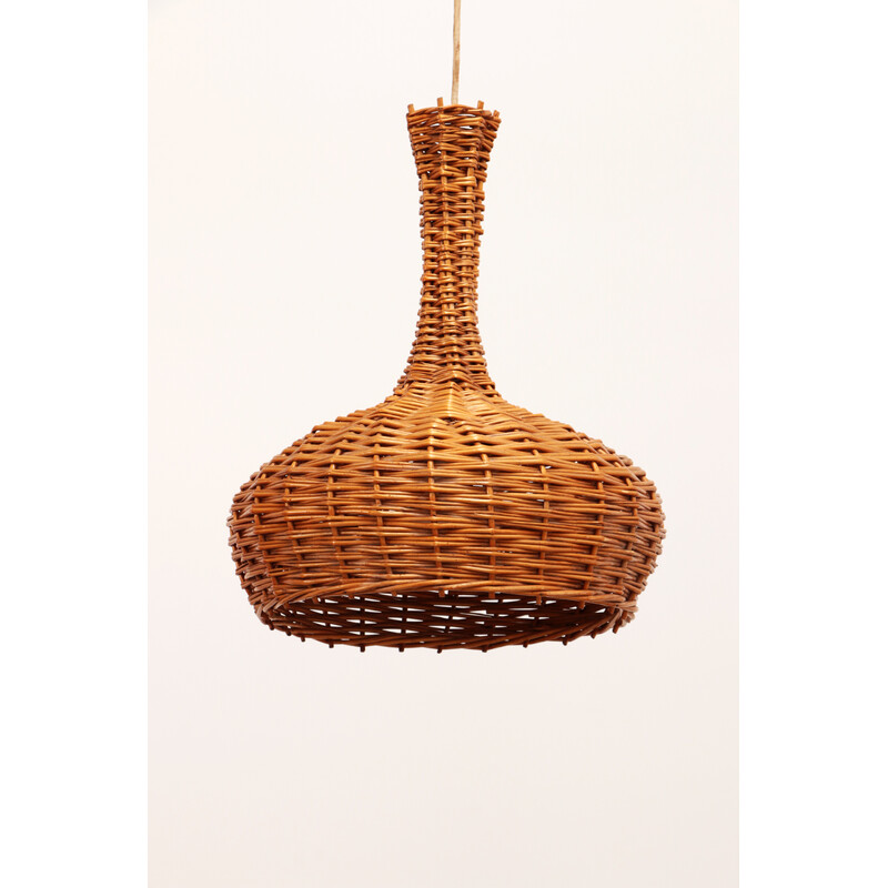 Boheemse vintage rotan hanglamp, jaren 1960