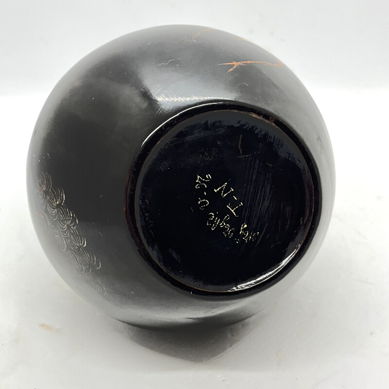 Vintage Vorkriegs-Lackwaren handbemalte Vase