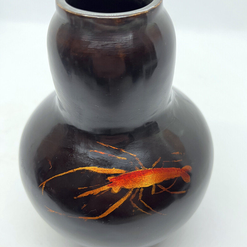 Vintage Pre-war lacquerware hand-painted vase